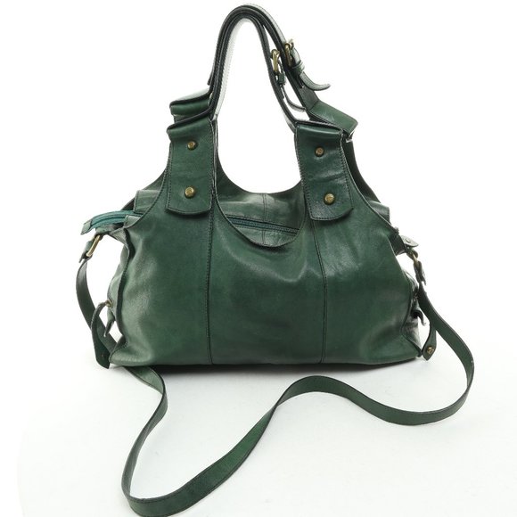 Vintage Francesco Biasia Green Leather Shoulder Bag Purse Crossbody • 16 x 9 x 5 - Picture 1 of 13